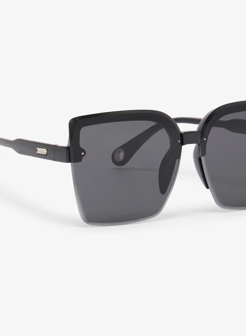 Ella Black Classic Oversized Rectangle Sunglasses for Women | Best Price UAE